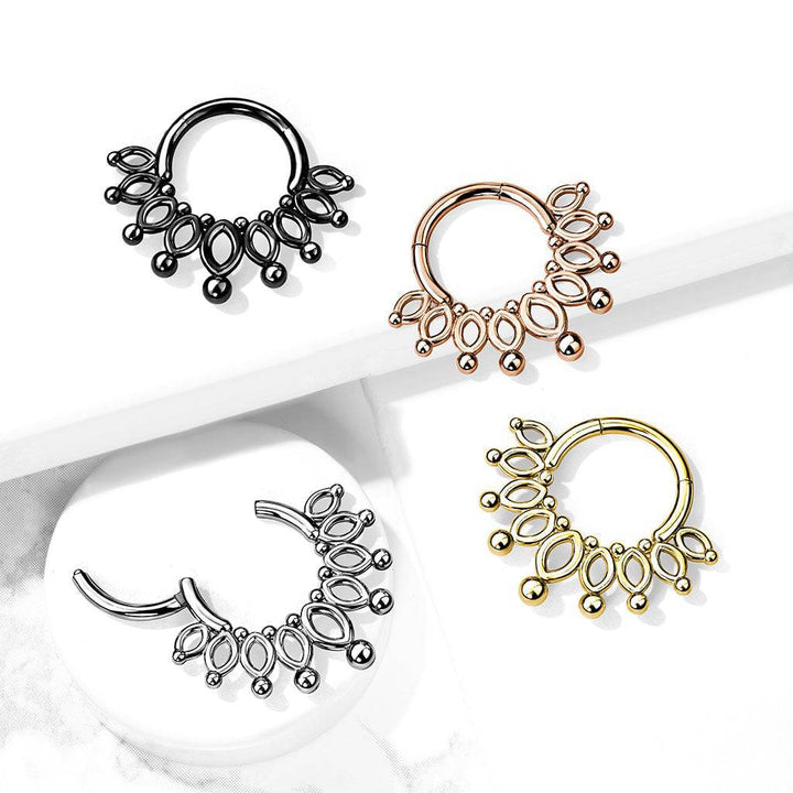 Surgical Steel Gold PVD Tribal Hinged Septum Ring Hoop Clicker - Pierced Universe