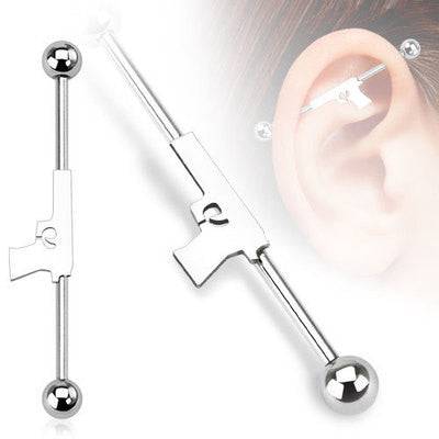 Surgical Steel Gun Design Straight Industrial Barbell - Pierced Universe