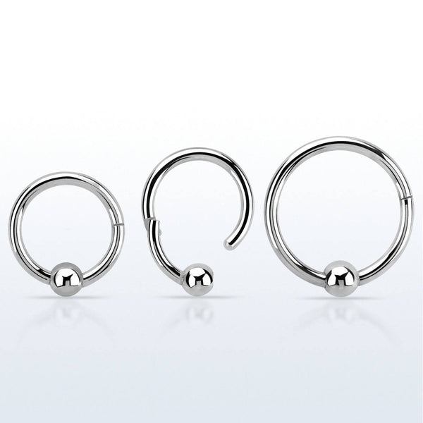 Surgical Steel High Polished Hinged Segment Fixed Ball CBR Hoop - Pierced Universe