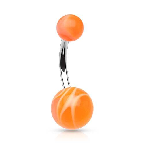 Surgical Steel Marble Swirl Flexible Belly Button Navel Ring - Pierced Universe