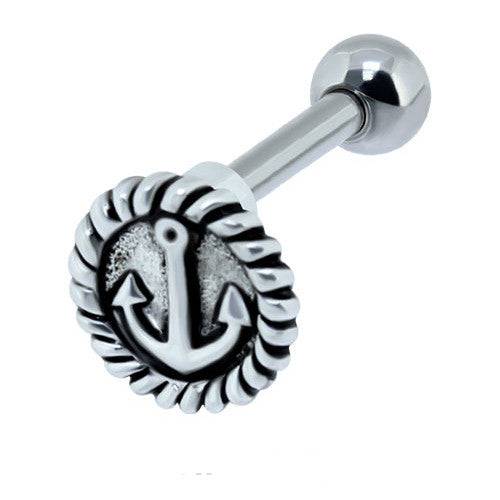 Surgical Steel Nautical Anchor Circle Helix Cartilage Barbell - Pierced Universe
