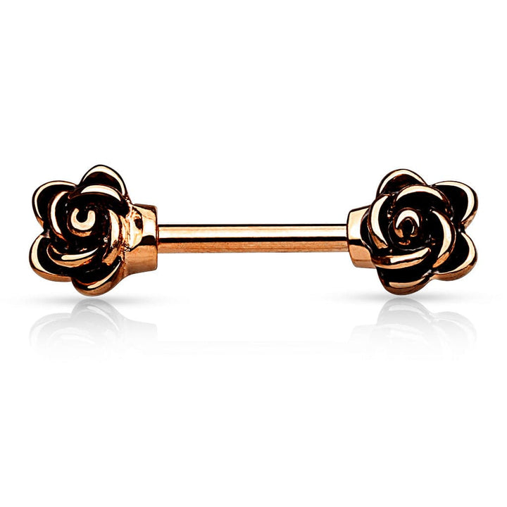 Surgical Steel Rose Flower Nipple Ring Barbell - Pierced Universe