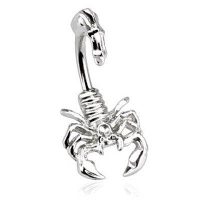 Surgical Steel Scorpion Scorpio Design Belly Button Ring - Pierced Universe