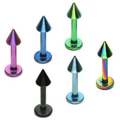 Surgical Steel Titanium Anodized Spike Flat Back Labret Monroe Cartilage - Pierced Universe