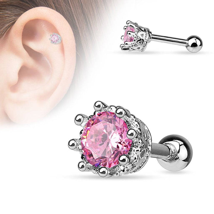 Surgical Steel Victorian Prong Set CZ Ear Cartilage Helix Stud - Pierced Universe
