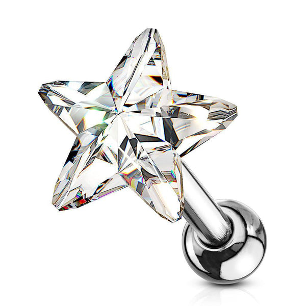 Surgical Steel White Star Helix Barbell Surgical Steel White Star Helix Barbell