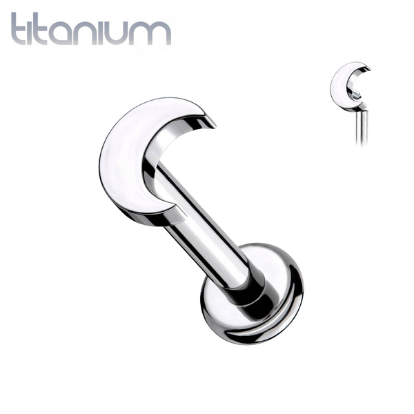 Internally Threaded Crescent Moon Implant Grade Titanium Labret - Pierced Universe