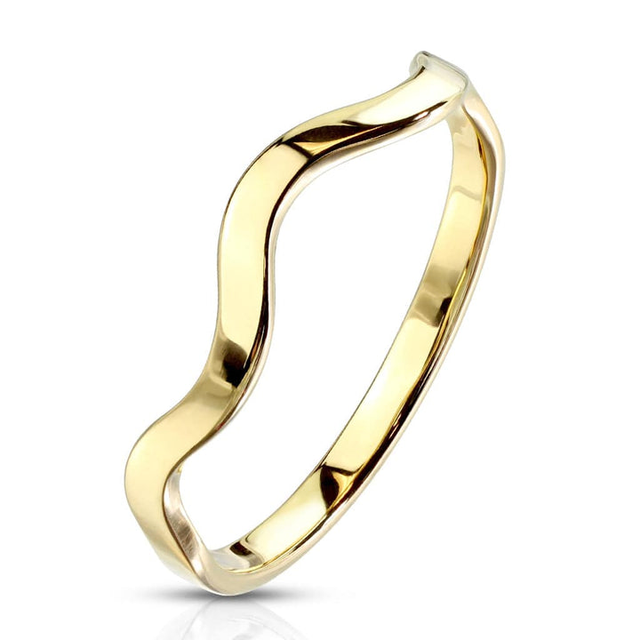 Wavy Line Stackable Gold Stainless Steel Ring Wavy Line Stackable Gold Stainless Steel Ring