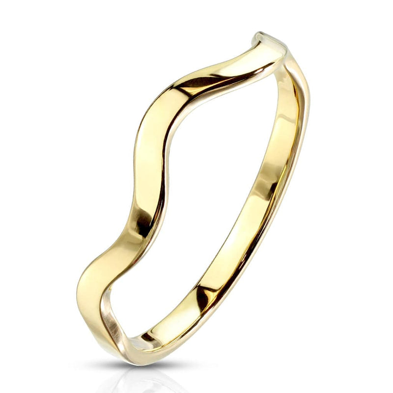 Wavy Line Stackable Gold Stainless Steel Ring Wavy Line Stackable Gold Stainless Steel Ring
